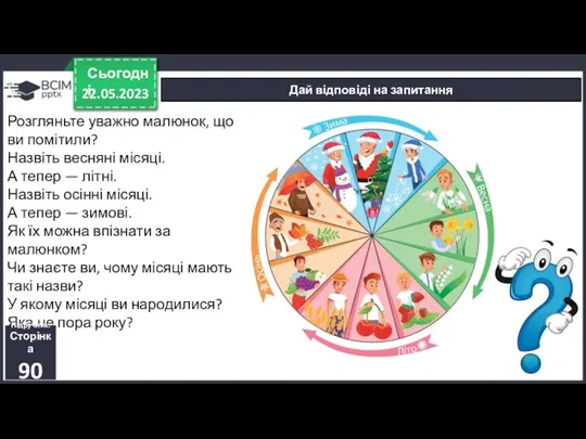 22.05.2023 Сьогодні Дай відповіді на запитання Розгляньте уважно малюнок, що