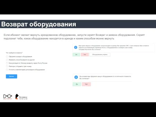 Возврат оборудования Если абонент желает вернуть арендованное оборудование, запусти скрипт