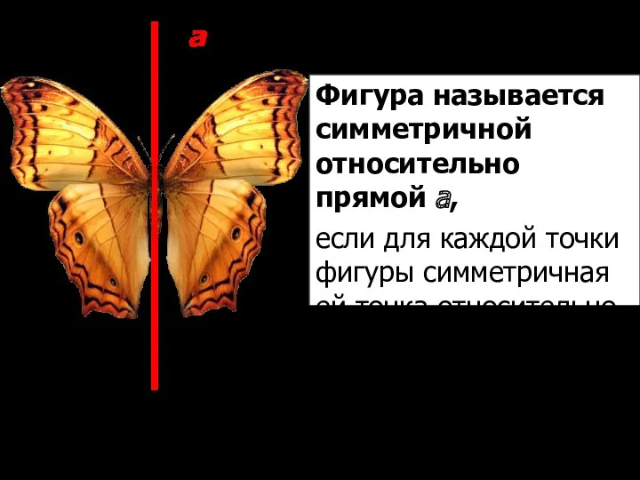 Фигура называется симметричной относительно прямой a, если для каждой точки