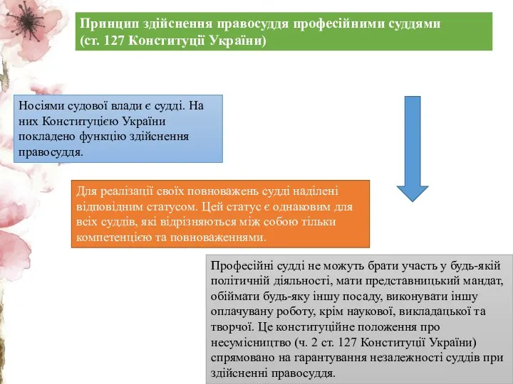 Принцип здійснення правосуддя професійними суддями (ст. 127 Конституції України) Носіями