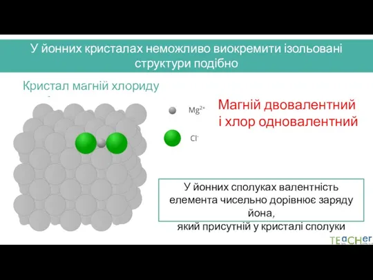 Магній двовалентний і хлор одновалентний Кристал магній хлориду MgCl2 У