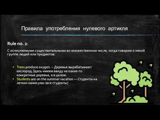 Правила употребления нулевого артикля Rule no. 2: С исчисляемыми существительными