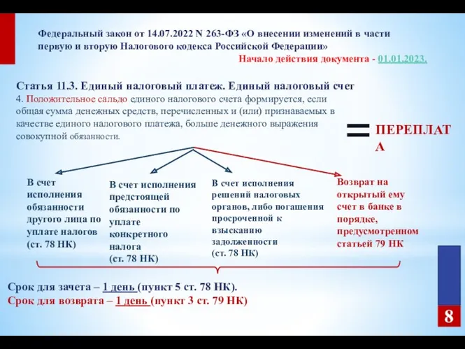 8 Федеральный закон от 14.07.2022 N 263-ФЗ «О внесении изменений