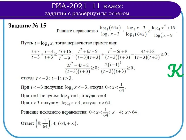 К ГИА-2021 11 класс задания с развёрнутым ответом Задание № 15