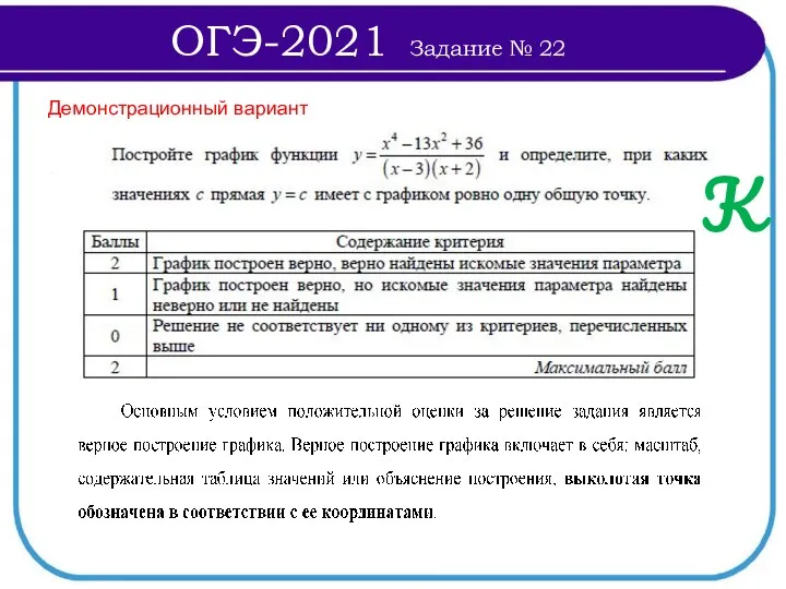 Демонстрационный вариант ОГЭ-2021 Задание № 22 К