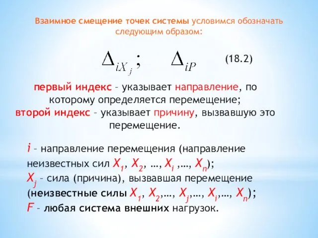 i – направление перемещения (направление неизвестных сил X1, X2, …,