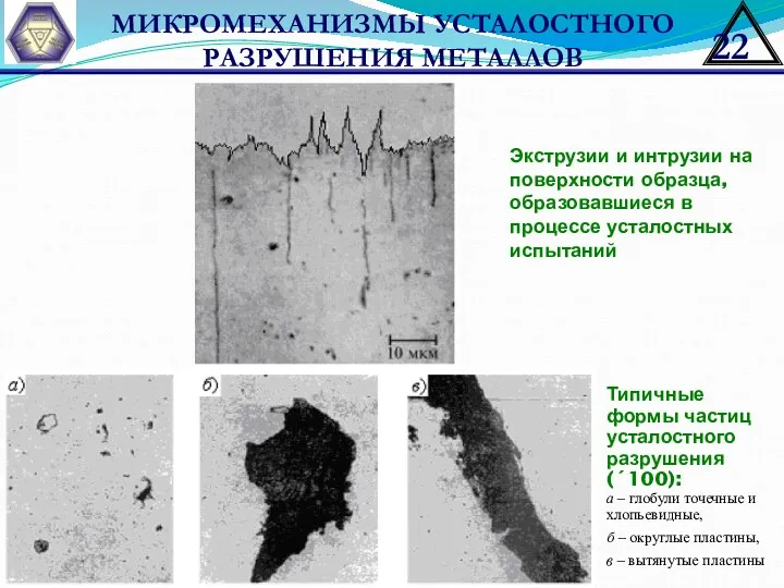 Экструзии и интрузии на поверхности образца, образовавшиеся в процессе усталостных