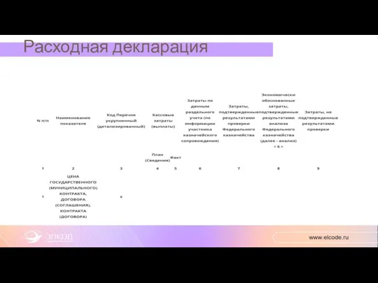 Расходная декларация .