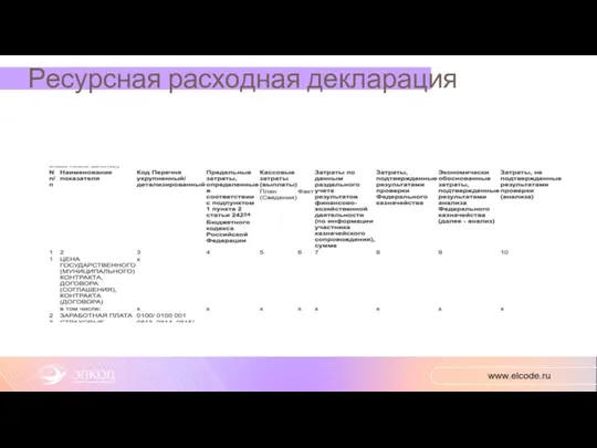 Ресурсная расходная декларация