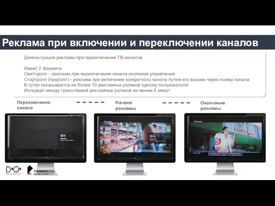 Реклама при включении и переключении каналов Демонстрация рекламы при переключении