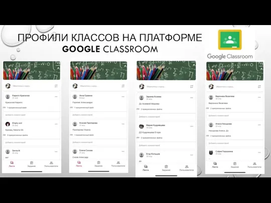 ПРОФИЛИ КЛАССОВ НА ПЛАТФОРМЕ GOOGLE CLASSROOM