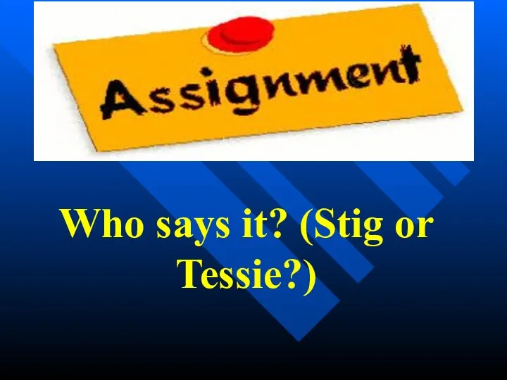 Who says it? (Stig or Tessie?)