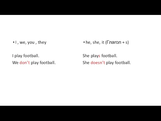 I , we, you , they I play football. We