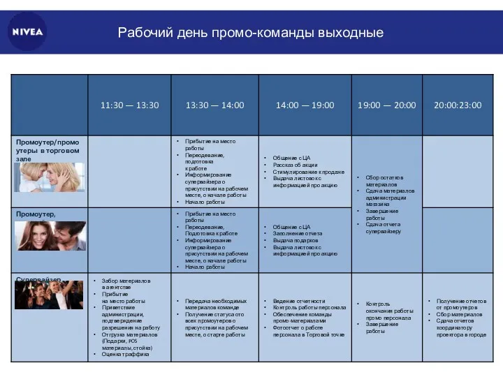 Рабочий день промо-команды выходные