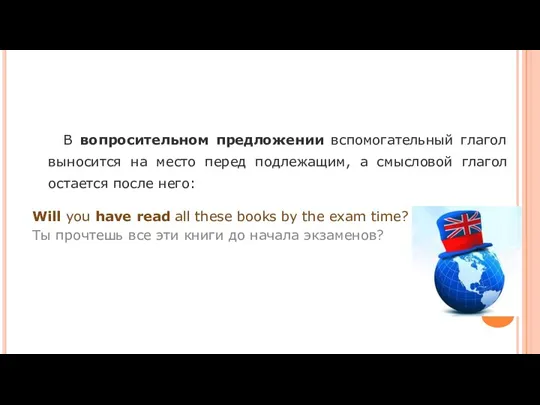 В вопросительном предложении вспомогательный глагол выносится на место перед подлежащим,