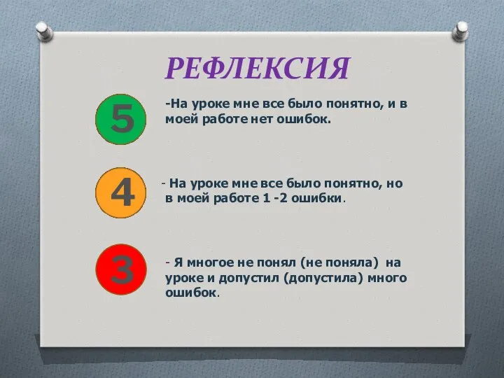 РЕФЛЕКСИЯ -На уроке мне все было понятно, и в моей