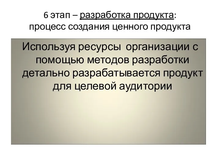 6 этап – разработка продукта: процесс создания ценного продукта