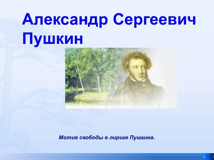 Александр Сергеевич Пушкин Мотив свободы в лирике Пушкина.