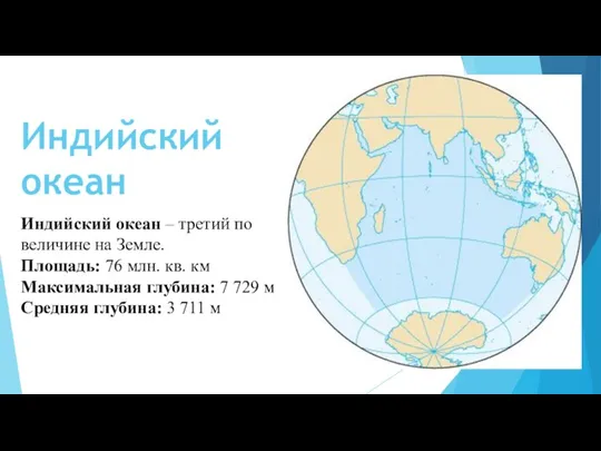 Индийский океан Индийский океан – третий по величине на Земле.