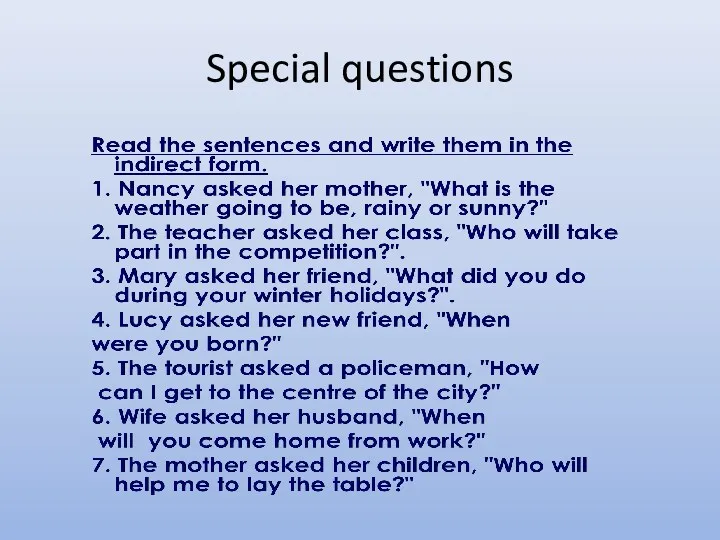 Special questions