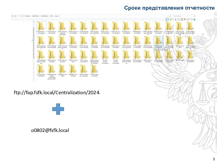 Сроки представления отчетности ftp://fap.fsfk.local/Centralization/2024/ o0802@fsfk.local