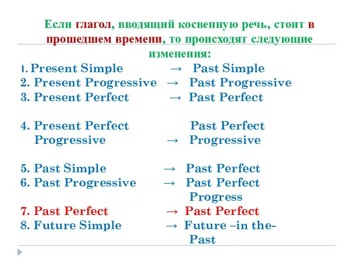 Если глагол, вводящий косвенную речь, стоит в прошедшем времени, то