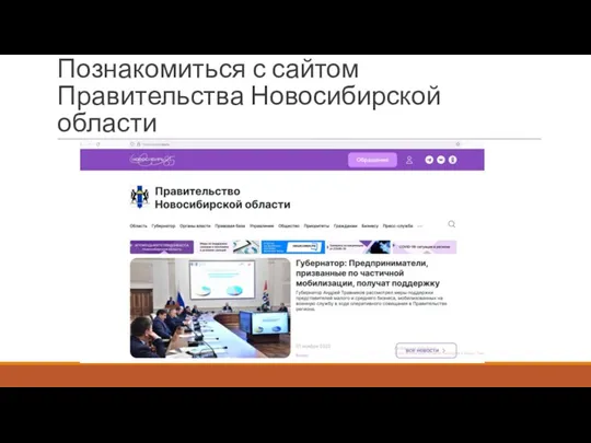 Познакомиться с сайтом Правительства Новосибирской области