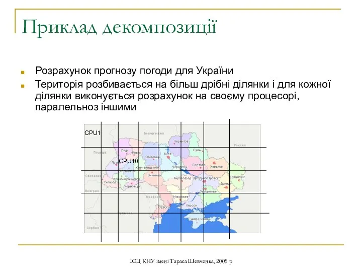 ІОЦ КНУ імені Тараса Шевченка, 2005 р Приклад декомпозиції Розрахунок