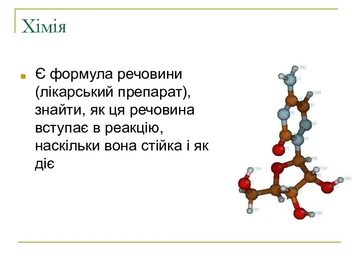 Хімія Є формула речовини (лікарський препарат), знайти, як ця речовина