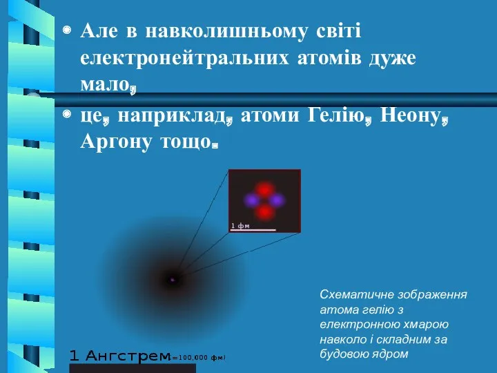 Але в навколишньому світі електронейтральних атомів дуже мало, це, наприклад,