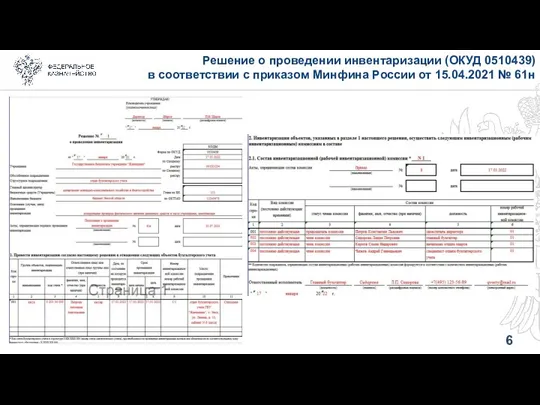Решение о проведении инвентаризации (ОКУД 0510439) в соответствии с приказом Минфина России от 15.04.2021 № 61н