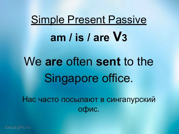 Simple Present Passive am / is / are V3 We