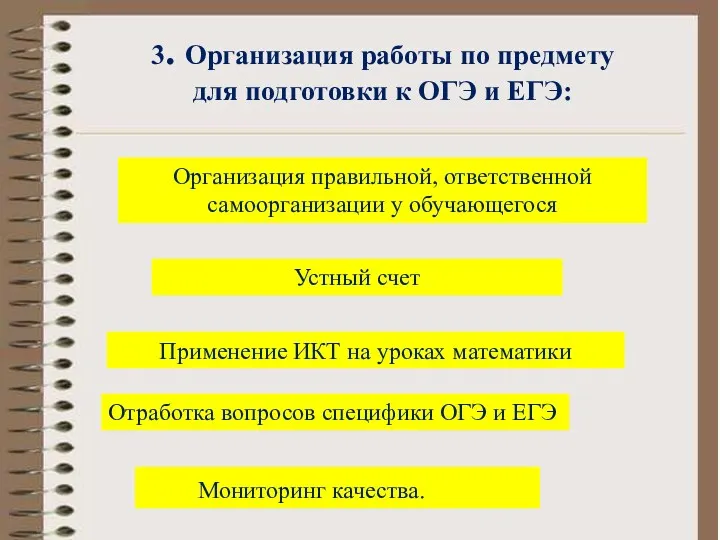 3. Организация работы по предмету для подготовки к ОГЭ и