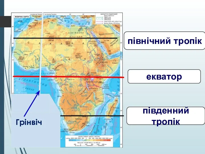 екватор південний тропік північний тропік Грінвіч