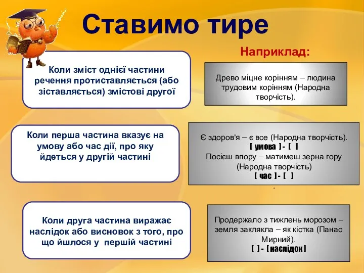 Ставимо тире Древо міцне корінням – людина трудовим корінням (Народна