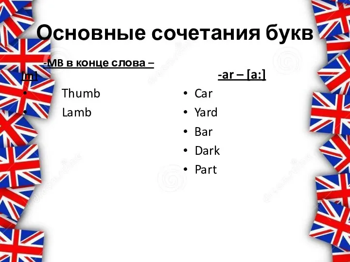 Основные сочетания букв -MB в конце слова – [m] Thumb