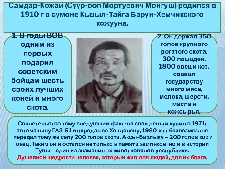 1. В годы ВОВ одним из первых подарил советским бойцам