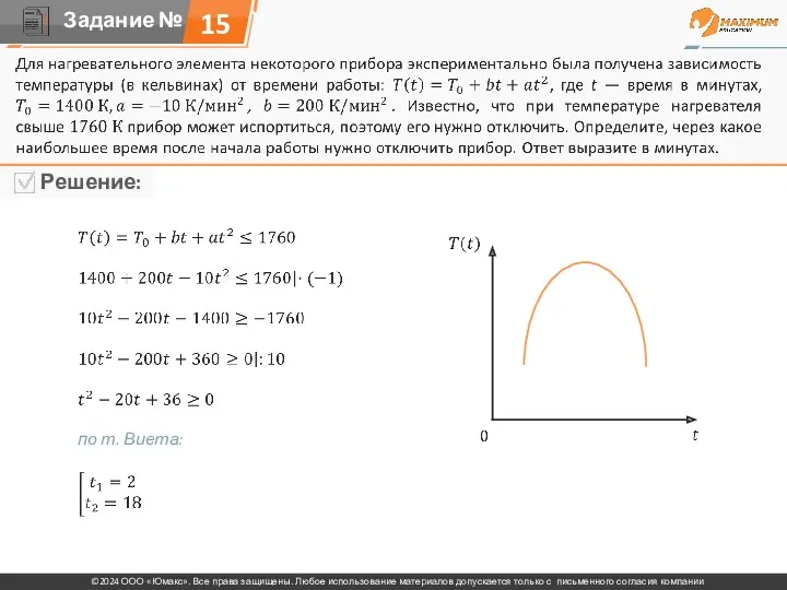 15 по т. Виета: