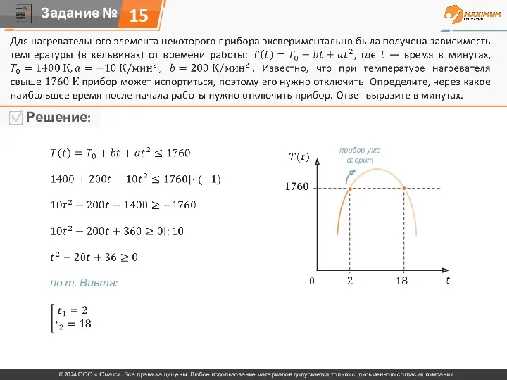 15 по т. Виета: