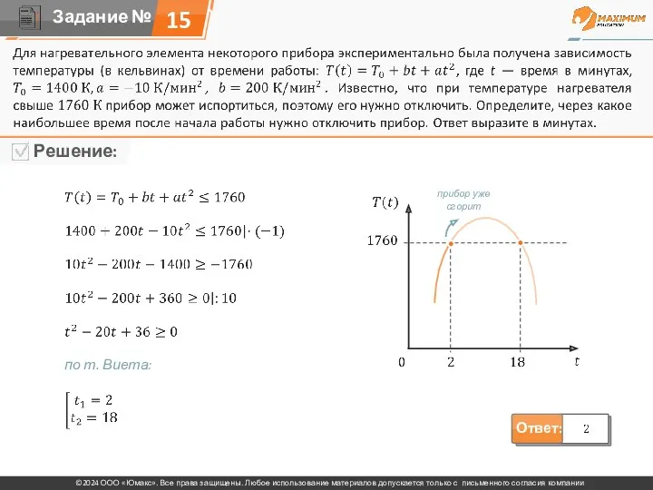 15 по т. Виета: