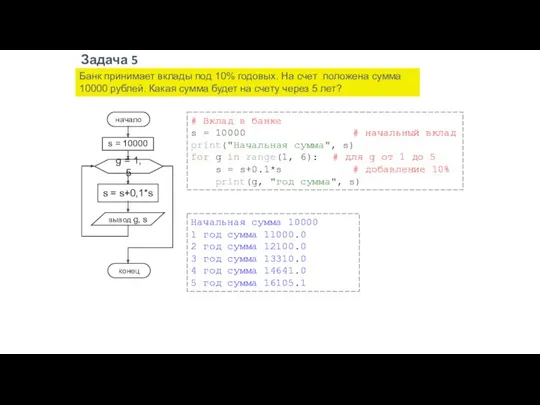 Задача 5 Банк принимает вклады под 10% годовых. На счет