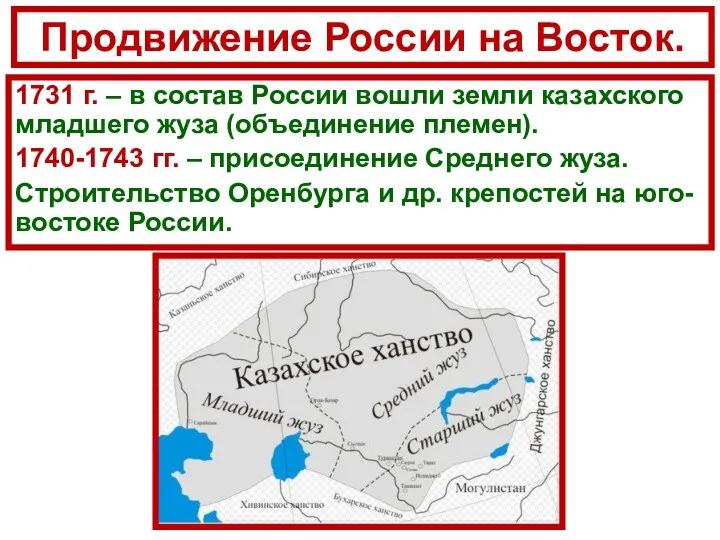 Продвижение России на Восток. 1731 г. – в состав России