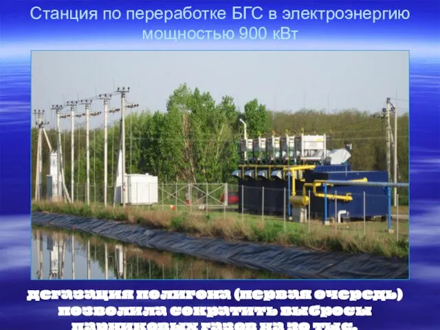 Станция по переработке БГС в электроэнергию мощностью 900 кВт дегазация