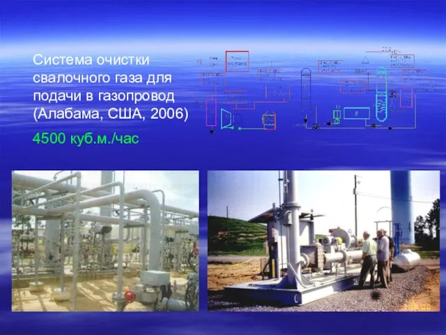 Система очистки свалочного газа для подачи в газопровод (Алабама, США, 2006) 4500 куб.м./час