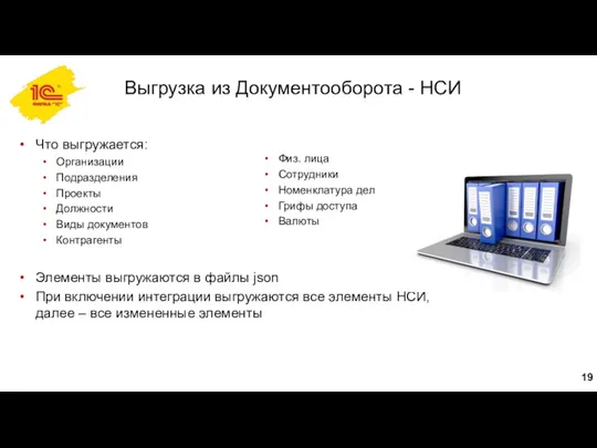 Выгрузка из Документооборота - НСИ Что выгружается: Организации Подразделения Проекты