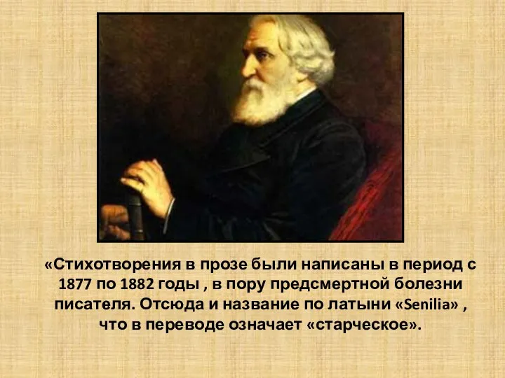 «Стихотворения в прозе были написаны в период с 1877 по