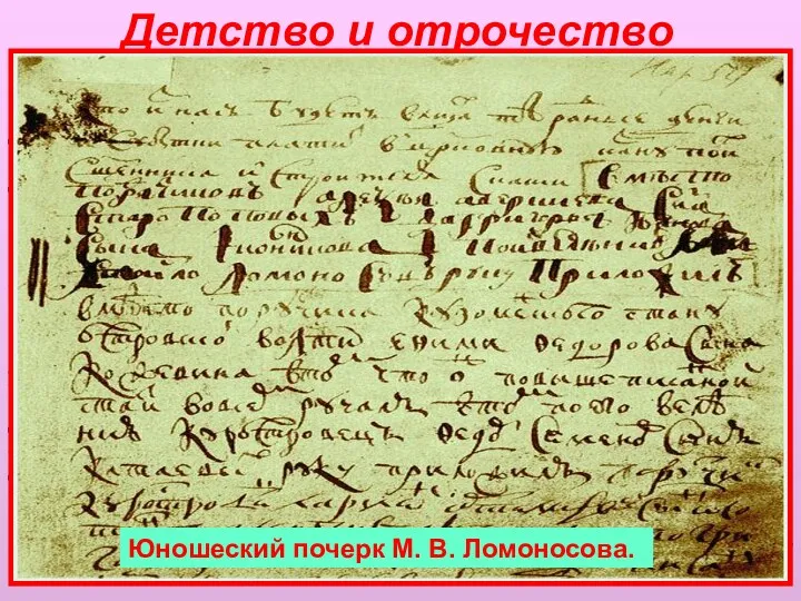Детство и отрочество 8 (19) ноября 1711 года на Курострове,