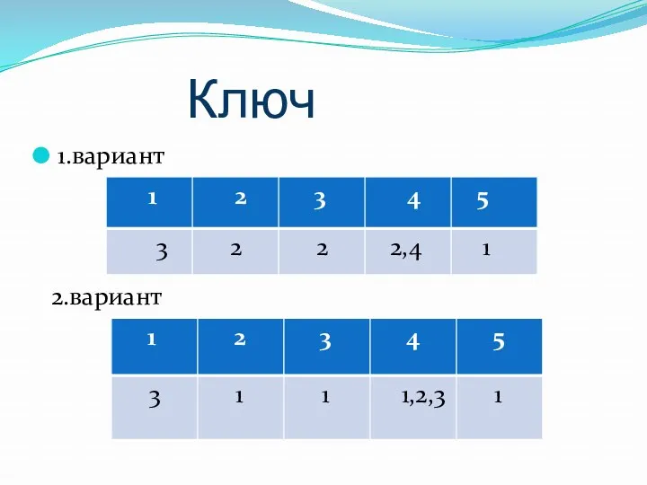 Ключ 1.вариант 2.вариант