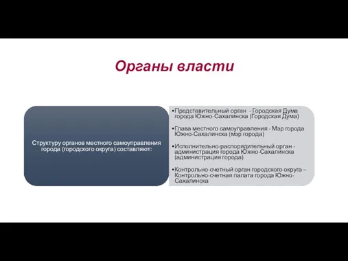 Органы власти Структуру органов местного самоуправления города (городского округа) составляют: