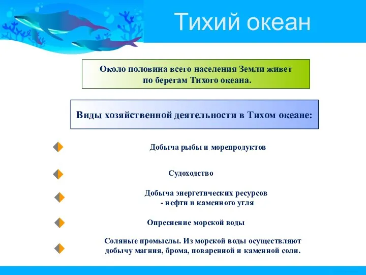 Тихий океан Около половина всего населения Земли живет по берегам